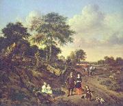 Jan van de Velde Portrait of a couple with two children and a nursemaid in a landscape Spain oil painting artist